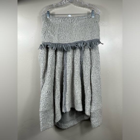 Anthropologie Angel of the North Fringe Trim Cowl Neck Sweater Gray Sz Large - Picture 1 of 5